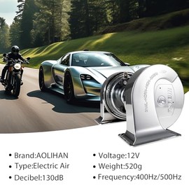 Kit de bocina de coche, bocina de camión plateada, bocina de motocicleta resistente al agua, bocina de tren para cualquier vehículo de 12 V, bocina GM para Harley moto (bocina doble plateada de 12 V)