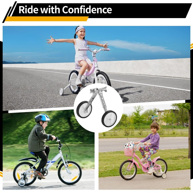 Bike Training Wheels for 18/20/22 Inch Bike, Metal Construction, Universal