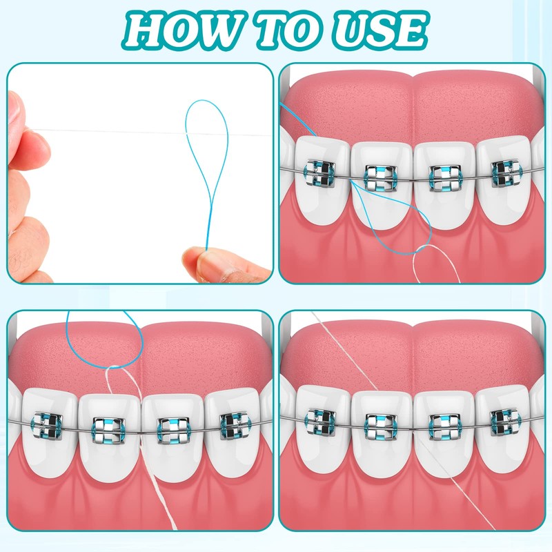 Seewey 1000 Pcs Dental Floss Threaders Deep Clean Floss for