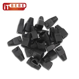 ITBEBE RJ45 Strain Relief Boot Covers - 100 Count Set for Cat5, Cat5e, and Cat6 Ethernet Connectors (Black)