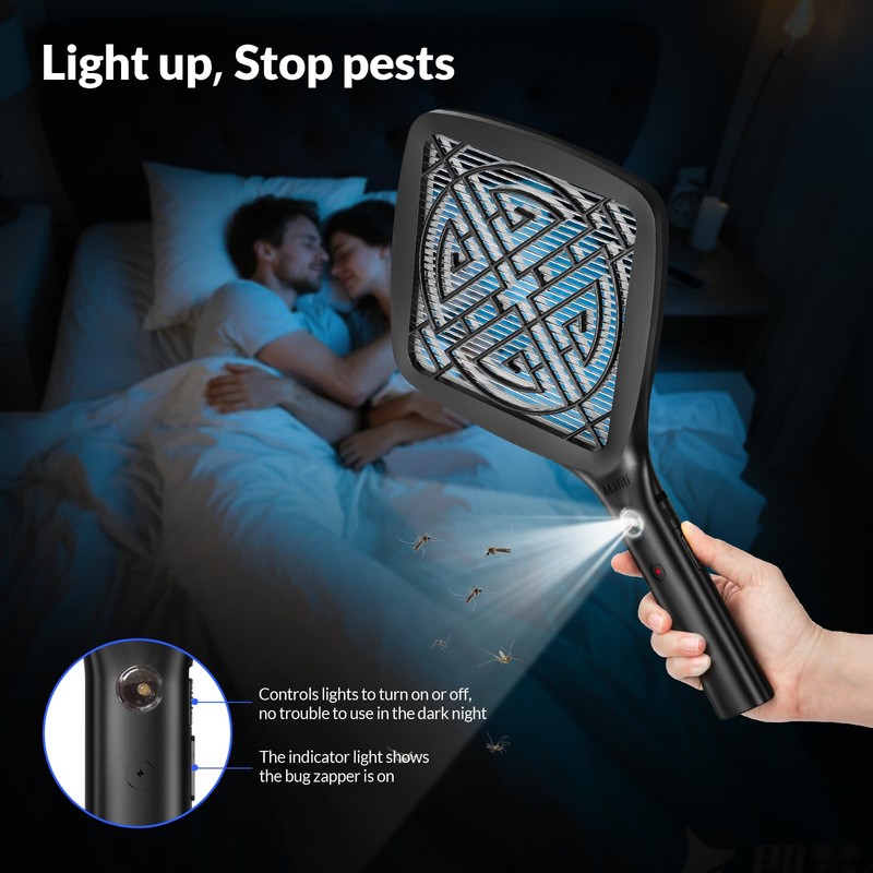 Mafiti Bug Zapper 3000V Mini Electric Fly Swatter with LED
