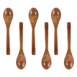 Yucenora 6 PCS Wooden Spoons for Eating, 6 inch Small Wooden Honey Spoon for Tea, Stirring Coffee, Jam, Dessert, Bath Salts