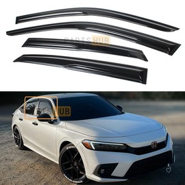 Fits for 2022 2023 2024 2025 Honda Civic 4 Door Sedan JDM 3D Wavy Mugen Style Window Visors Rain Guards Deflectors