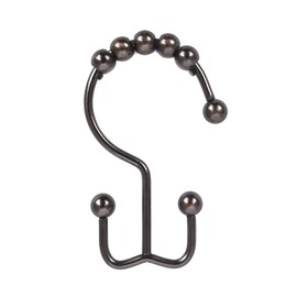 TopAAA Metal Double Glide Roller Shower Curtain Hooks Rings,100% Stainless Steel, Set of 12 (Oil Rubbed Bronze)