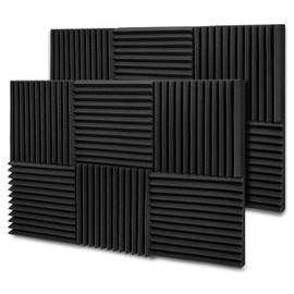 BXI Thick Acoustic Foam Panels, 30 x 30 x 5 cm, Pack of 12 Wedge-shaped Sound-Absorbing Foam Panels, Dense Sound Insulation Panels, Recording Studio Foam Absorber, Decorative 3D Wall
