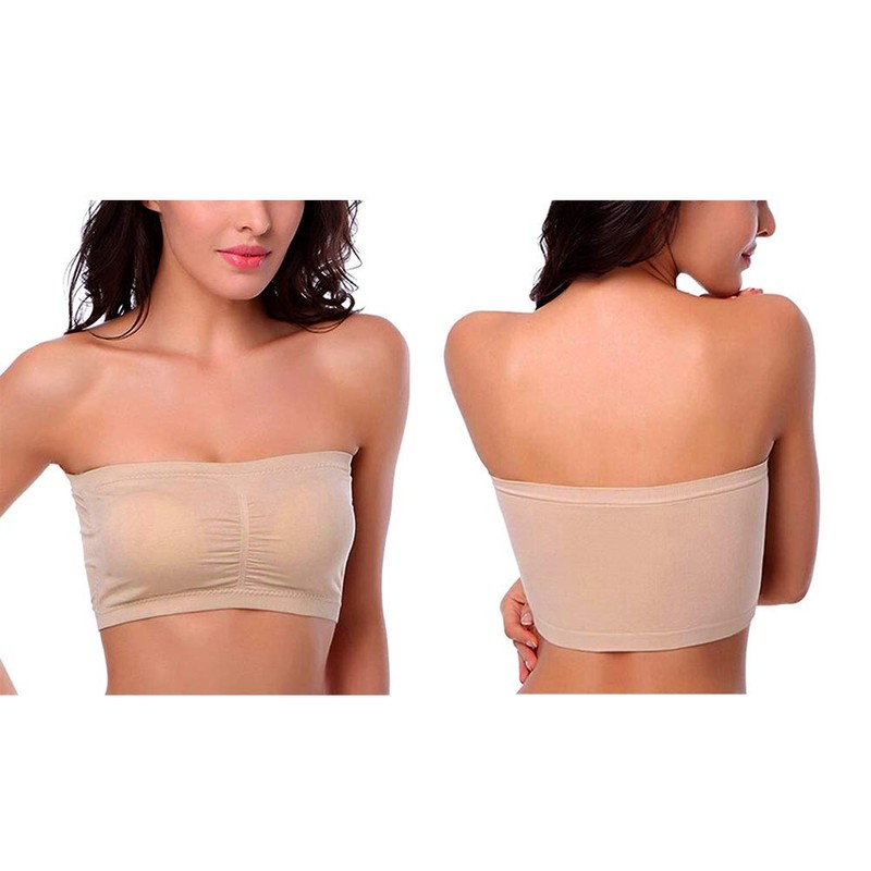 Lemef Women Seamless Bandeau Strapless Bras Stretch Tube Top with
