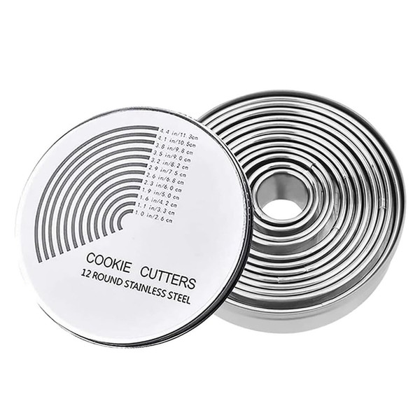 Selecto Bake 12 Piece Plain Round Cookie, Pastry Cutter Set