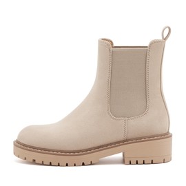 vodvob Women's Chelsea Boots Fashion Slip On Ankle Booties Casual Elastic Chunky Block Booties