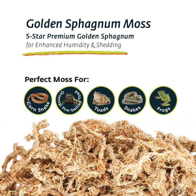 Galápagos (05203) 5-Star Golden Sphagnum Moss | Long-Fiber Snake Bedding,