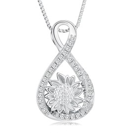 QGJNSGC Urn Necklace for Ashes Sunflower Cremation Jewellery Infinity Love Ash Necklace for Human Women Girls Pets Keepsake Memorial Jewellery, Stainless Steel