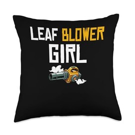 Leaf Blower Girl Autumn Leaf Blower Throw Pillow