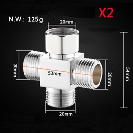 Add-A-Tee G1/2" Hose Connector Adapter for Angle Valve Adapter Shower Arms Toilet Bidet Sprayer Hose Pipe Fittings (4 Way X2)