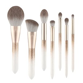 7pcs Pinceles de maquillaje profesional Conjunto mango madera clásico Make Up Cepillo Kit Blush Foundation Polvo Herramientas cosméticas              