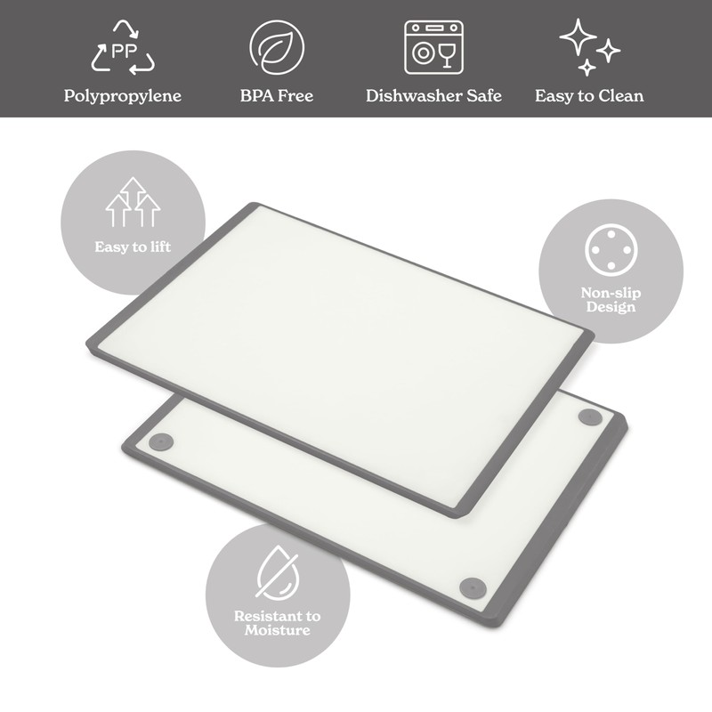 SMIRLY Plastic Cutting Board Set With Holder, Dishwasher Safe Plastic