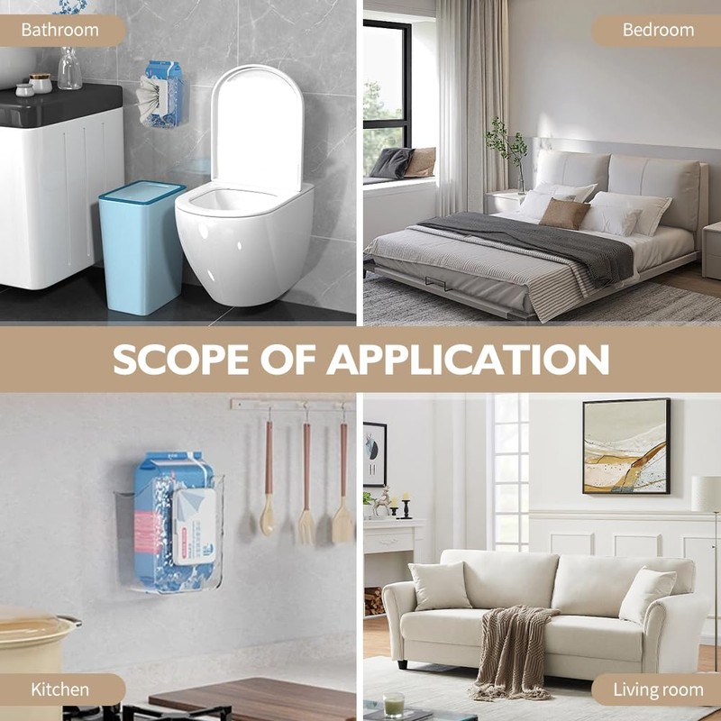 2pcs Bathroom Wipes Holder, Kitchen Wall Mounted Wipes Container