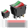 2-Pack Rocker Toggle Switch with Red/Green Light and Wire, ON/Off