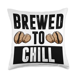 Brewed to Chill Iced Coffee Lover Cold Brew Latte Caffeine Throw Pillow