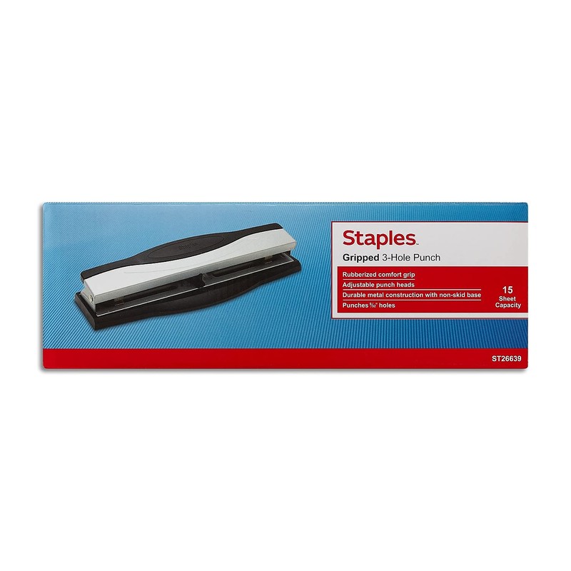 Staples Brand High End 3 Hole Adjustable Punch