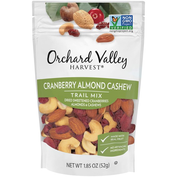 Orchard Valley Harvest Cranberry Almond Cashew Trail Mix, 1.85 oz (Pack of 14), Non-GMO, No Artificial Ingredients (ASINPPOSPRME37392)