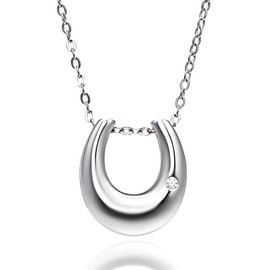 [Alles] Cremation Pendant Silver V925 & 2 Stainless Steel Chains, Hand Memorial Urn Necklace, Horseshoe, Small
