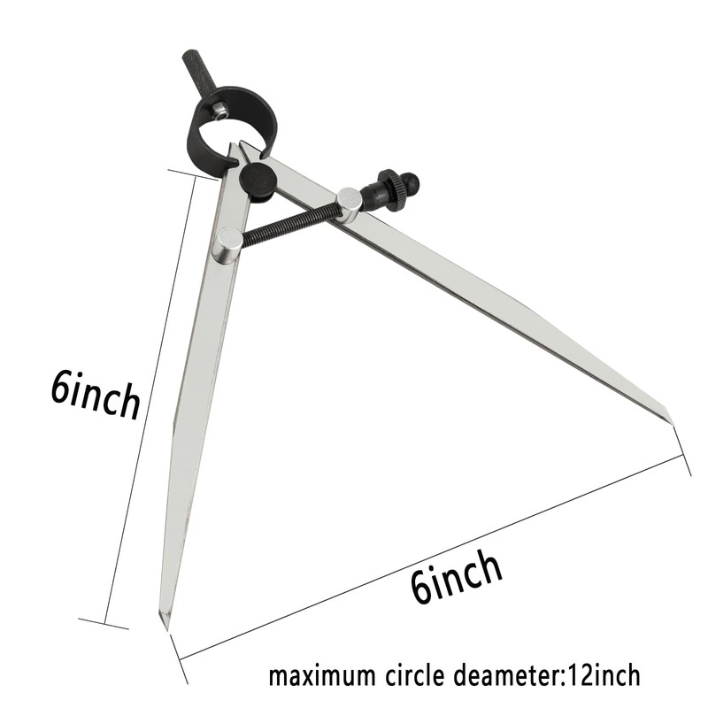 DemJamr 6 Inch Adjustable Lockable Steel Divider Wing Leather Compass