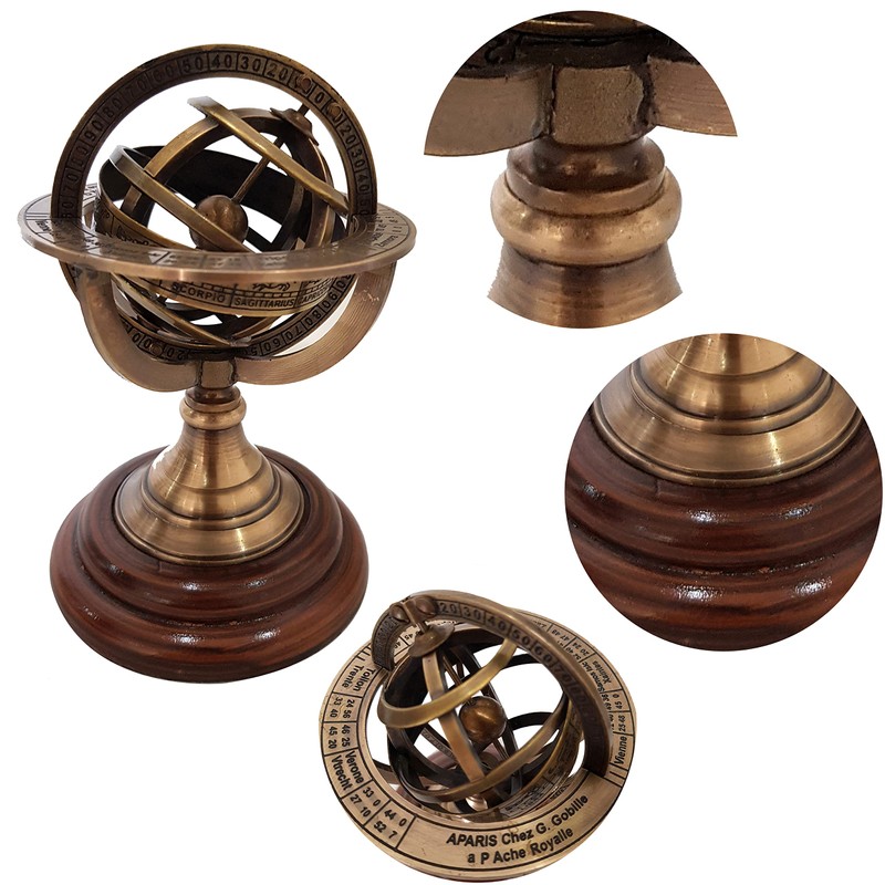 collectiblesBuy Handmade Brass Armillary Sphere Globe Clock Spherical Astrolabe Vintage