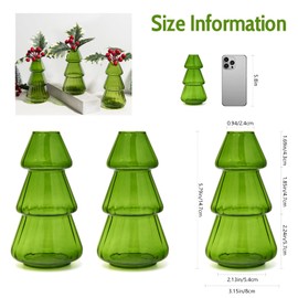 XXXFLOWER 3Pcs Tree-Shaped Glass Planter Christmas Tree Decorations for Tabletop Hydroponics Home Office Garden Green Propagation Station Vase for Flowers Gifts for Plant Lovers（Plant NOT Included）