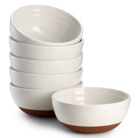 DOWAN 10 OZ Ice Cream Bowls Set of 6-4.5" Ceramic Small Dessert Bowls for Dips, Porcelain White Bowl for Ice Cream, Snack, Dip, Sauce, Small Portion Bouillon Cups Dishwasher & Microwave Safe