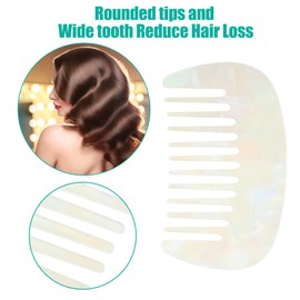 VOCOSTE Hair Comb Wide Teeth Anti-Static Pocket Comb for Thick Curly Hair Care Tangle Remover Wet and Dry White