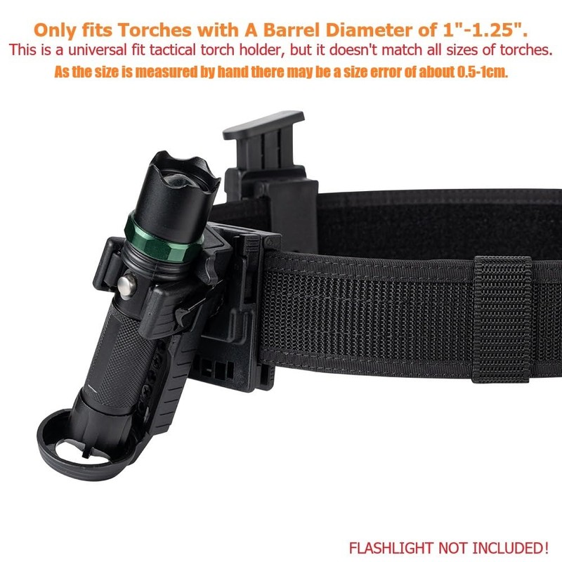 TACNEX Quick Release Flashlight Holder w/Duty Belt Clip Tactical Torch