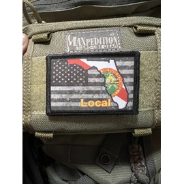 Florida Local USA Flag Morale Patch.2x3 Hook and Loop Patch. Made in The USA