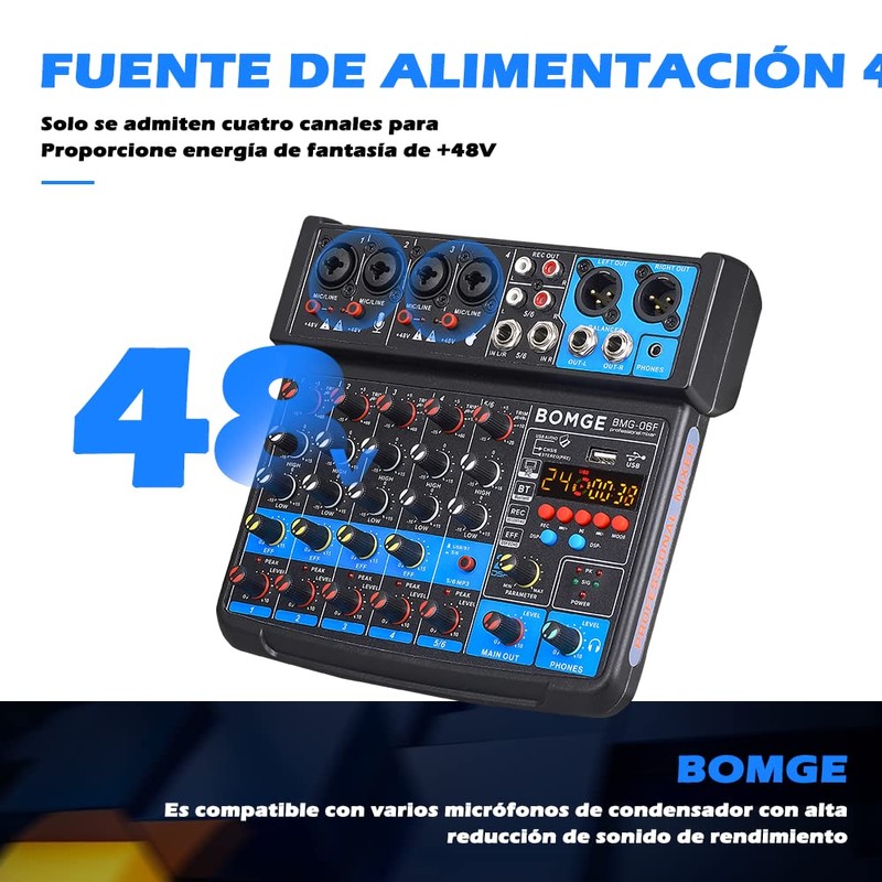 BOMGE 6 Channel mini DJ Audio sound mixer console with