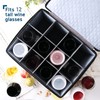 Wine Glass Storage Box with Dividers, 2 Pack Stackable Stemware