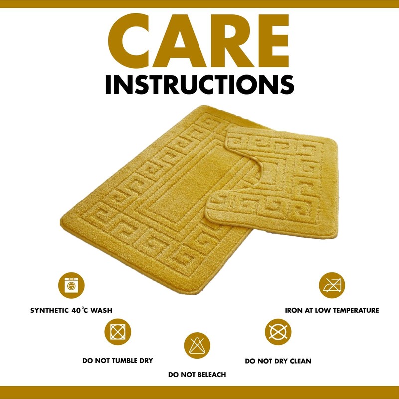 Lions Bath Mat Sets 2 Piece - Jacquard Greek Key