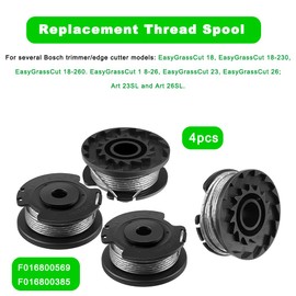 Pack of 4 Thread Spools Grass Trimmer Thread Replacement Spools Grass Trimmer Accessories for Bosch Cordless Grass Trimmer EasyGrassCut 23/26/18/18-230/18-260/18-26, Art 23SL, Art 26SL - Diameter 1.6