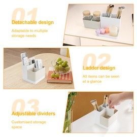 HMIEPRS Removable Pencil Pen Holder, Desk Organiser Stationary Organizer, Multifunctional Desk Accessories Tidy Organiser, Desktop Storage Box for Pen Makeup Brush School Office Supplies