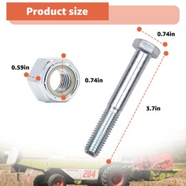 Grade 5 Shear Bolt Kit Compatible with Rotary Cutters & Bush Hog - 1/2x3.5 Nylock Nuts, 6 Pack (Lusperi)