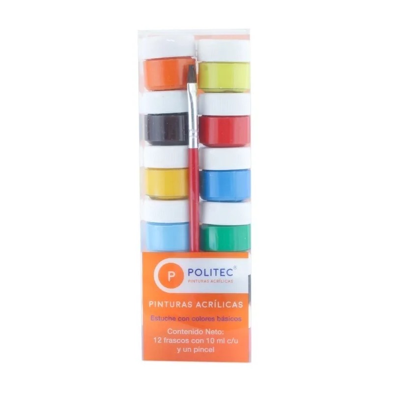 Rodin Kit Pinturas Acrílicas Politec 12 Colores 10 Ml C/u
