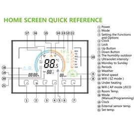 16A 95~240V Electric Heating Energy Saving Smart Thermostat with Touchscreen LCD Display Weekly Programmable Room Temperature Controller Home Improvement Product