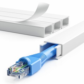 Delamu Cord Hider, 62.8in Cord Cover Wall, One-Cord Cable Hider, Wire Covers for Cords, Cable Cover Cable Raceway, Wall Cord Cable Concealer, Wire Hiders for TV on Wall, 4xL15.7 W0.59 H0.4in, White