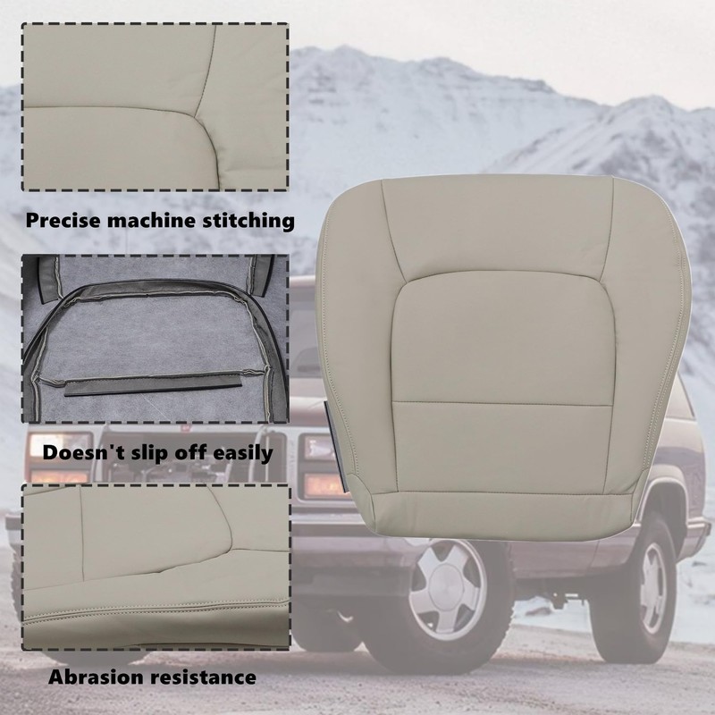 Priprilod Tan Leather Passenger Side Bottom Replacement Seat Cover Compatible