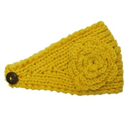 Wrapables Hand Knit Winter Warmth Floral Headband, Yellow