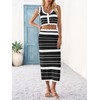 Saodimallsu Womens 2 Piece Sets Summer Striped Crochet Knit Coverup