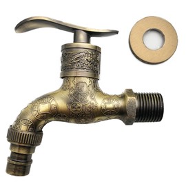 Vintage Tap, Antique Brass Tap, Garden Tap in Antique Style, Antique Copper Wall Tap for Home, Kitchen, Bathroom, Outdoor, Garden (Bronze)
