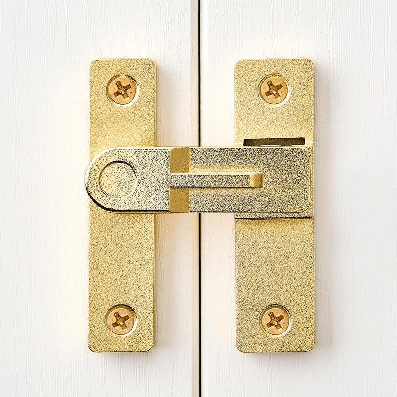 INIRET 180 Degree Flip Barn Door Lock, Gold Heavy Duty