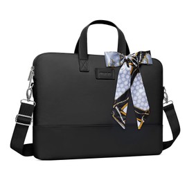 MOSISO Laptop Bag for Women, 15.6 inch Computer Bag Compatible with MacBook Pro 16 inch, HP, Dell, Lenovo, Asus, Razer Notebook, Laptop Shoulder Messenger Bag with Strap and Silk Scarf, Black