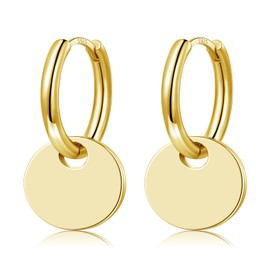 Earrings Silver 925 Earrings Silver Hanging for Women Girls Men Hoop Earrings Silver 925 Round 14K Gold Huggie Hoop Earrings Rose Gold Earrings Gift, small, Gold-plated, Not stone