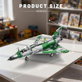 Reobrix Mirage 2000 Fighter Jet Building Kit for Adults and Teens, 1012 PCS Military Airplane Model Set, STEM Aircraft Toy with Openable Cockpit & Retractable Landing Gear, Display Collectible Gift