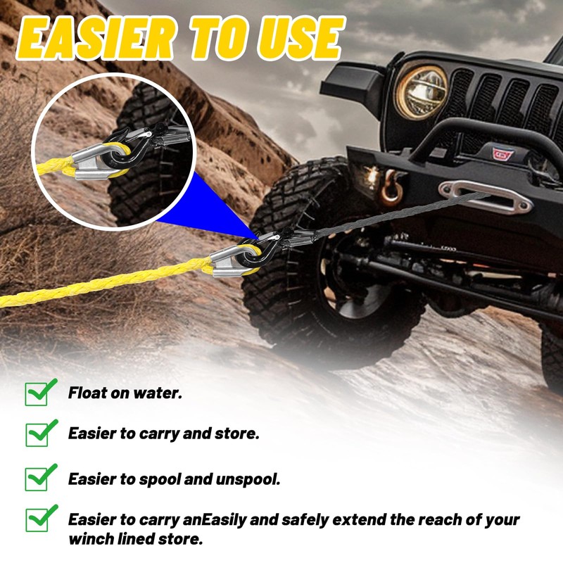 Perantlb Synthetic Winch Rope 1/2" x 50'-25000 lbs Winch Line