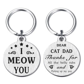 Alotozo I Meow You Cat Dad Gifts - Best Cat Dad Ever Keychain - Christmas Birthday Key Chains for Catdad Cat Daddy Men